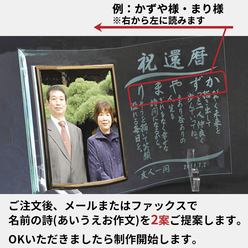 名前の詩ガラス（写真Aタイプ）［納期：名前の詩確定から7日～10日］
