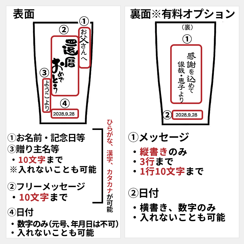 メッセージ ステンレスタンブラー［納期：仕上がりイメージ確認後、約10日］