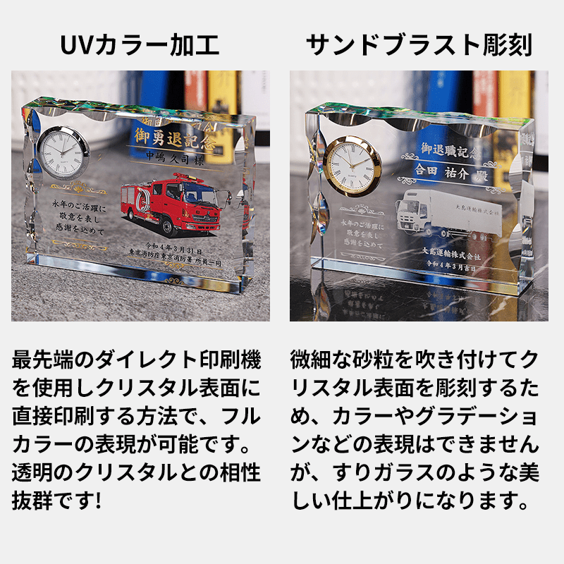 名入れクリスタルクロック 万福［納期：約7〜10日］