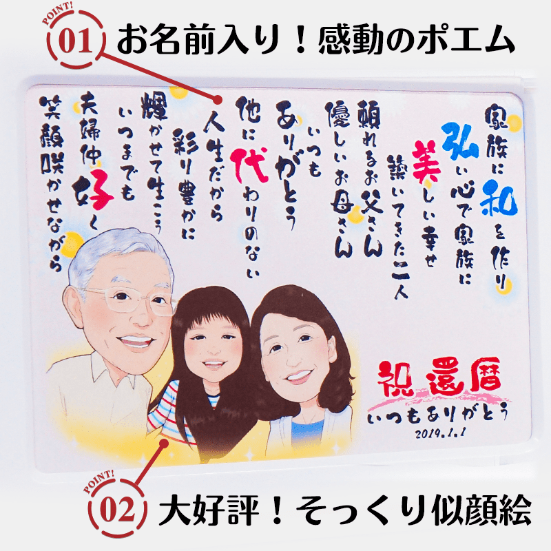 似顔絵ポエムクロック<セパレートタイプ>［納期：お写真到着から約1週間］