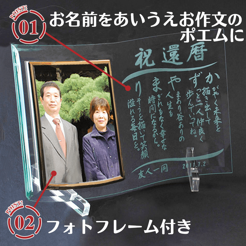 名前の詩ガラス（写真Aタイプ）［納期：名前の詩確定から7日～10日］