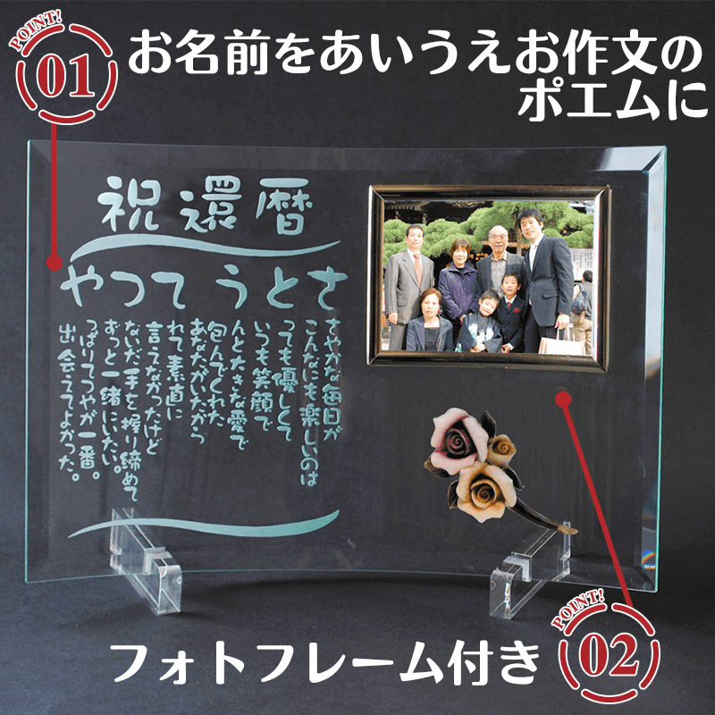 名前の詩ガラス（写真Bタイプ）［納期：名前の詩確定から7日～10日］