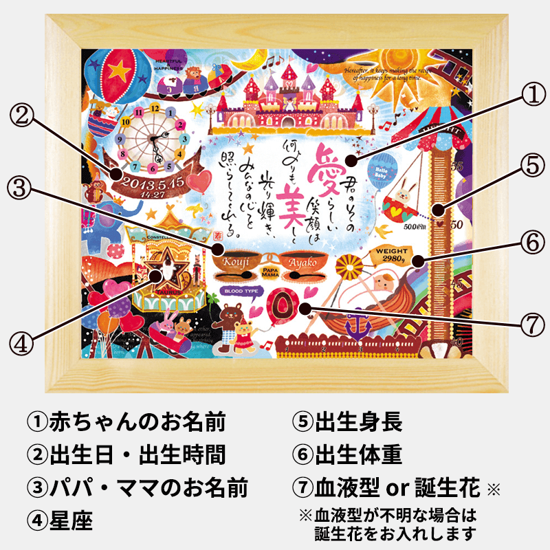 ネームインポエム 幸せの記録 遊園地（1人用）［納期：約3週間］