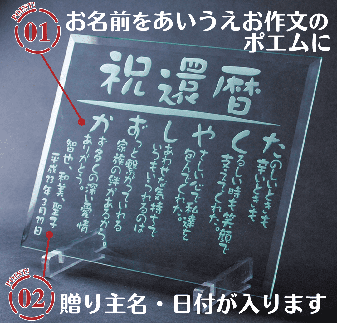 名前の詩ガラス(シンプルタイプ)のポイント