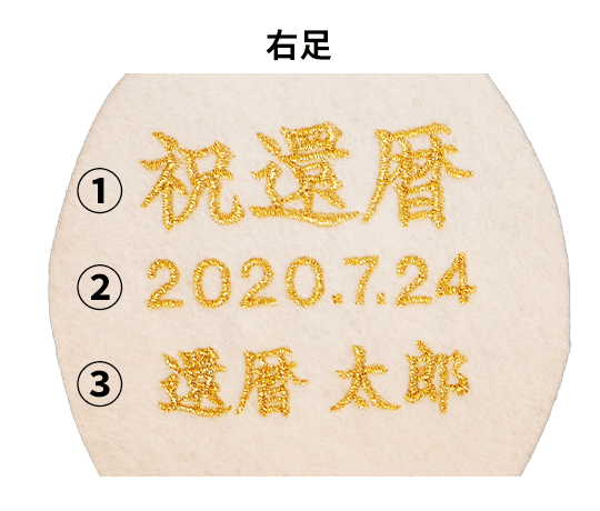 足裏刺繍(右足)