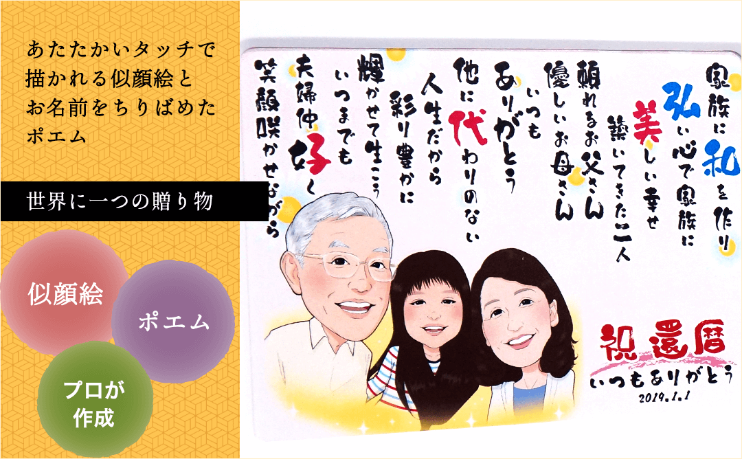 似顔絵ポエムクロック<セパレートタイプ>［納期：お写真到着から約1週間］