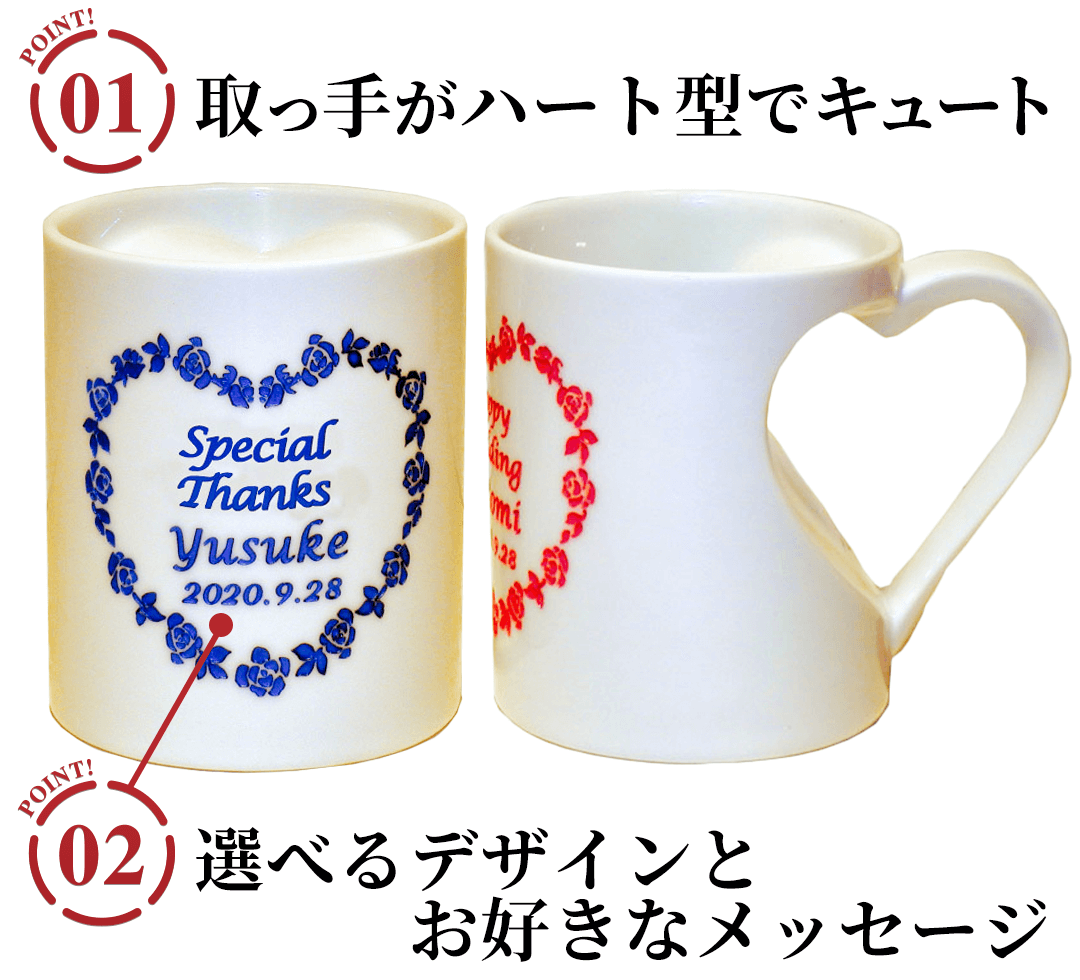 とってもハート 名入れペアマグのポイント
