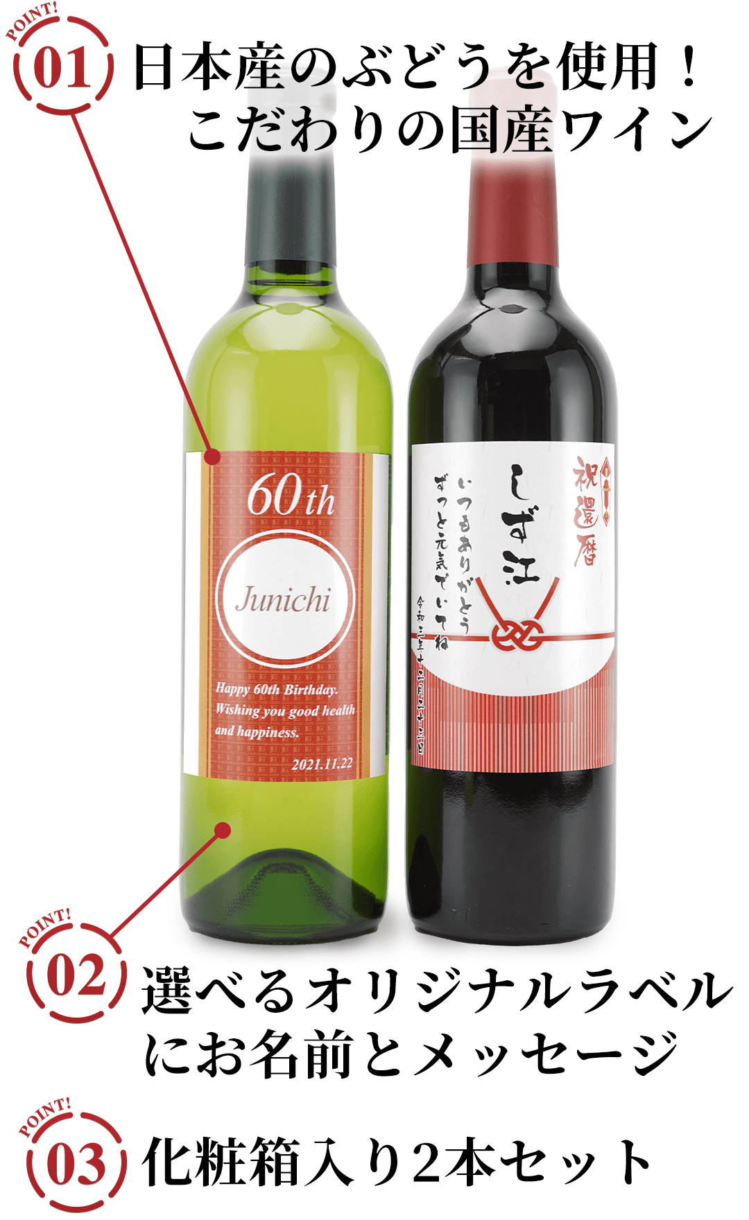 名入れラベルワインセットの3つのポイント